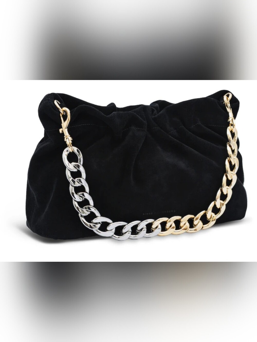 Aimee Kestenberg Black Velvet Shoulder Bag with Two-Tone Chain